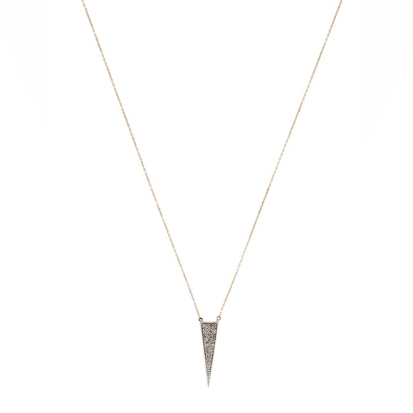 ADINA REYTER 14k gold Long Solid Pavé Triangle Pendant Necklace - Picture 3 of 4